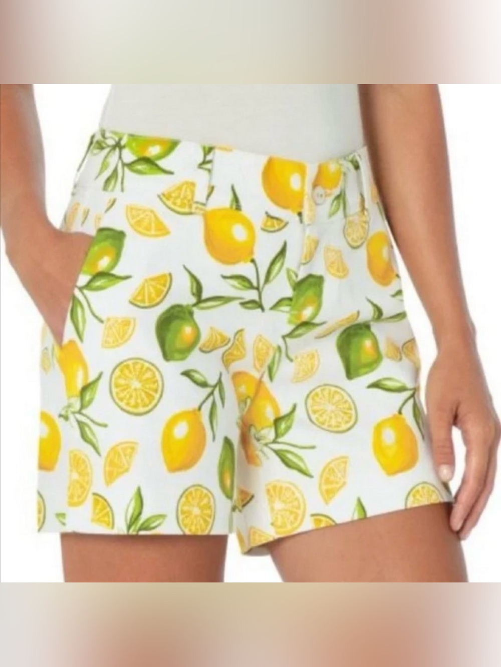 NWT Issac Mizrahi NY Lemon Lime Tailored Shorts Size 6